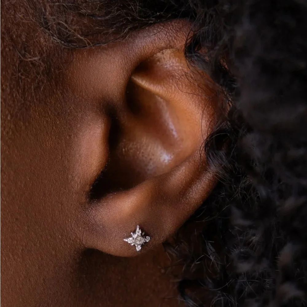 3 Pairs Silver Stud Flat Back Earrings by Caitlyn Minimalist - Picture 6 of 11